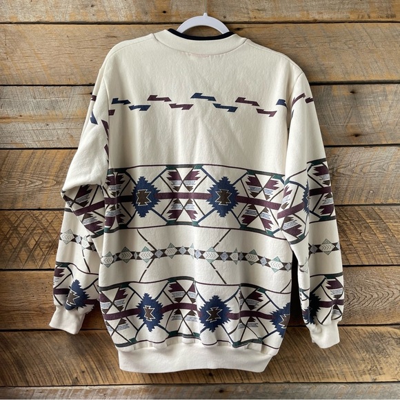 VTG 90’s Native Southwestern Aztec Sweatshirt Button Pullover Mens Large - Picture 14 of 15